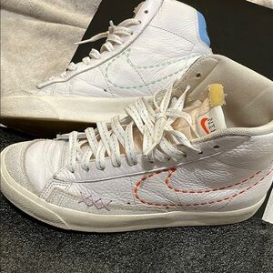 Nike Blazer mid '77 White High-Top Sneakers with Multicolor Accents